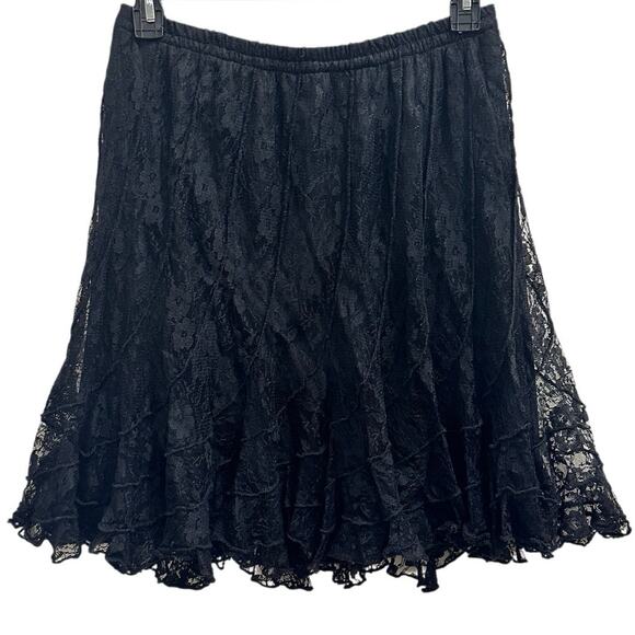 Mix Nouveau Vintage 90s Black Lace Whimsigoth Witchy Fairy Grunge Earthy Skirt - Picture 2 of 10